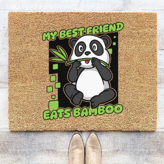 My Best Friend Eats Bamboo Panda Bear Friend Coir Doormats