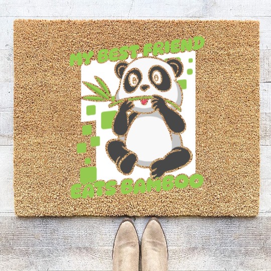 My Best Friend Eats Bamboo Panda Bear Friend Coir Doormats