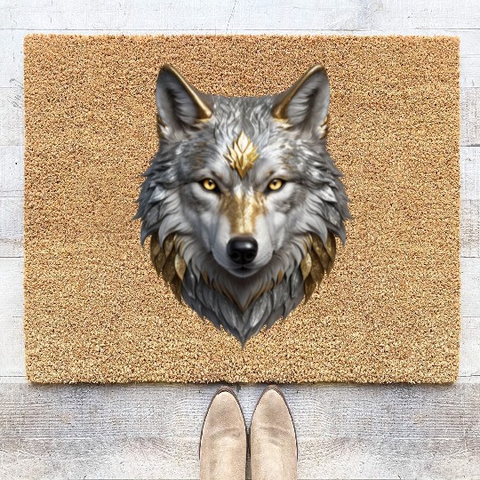 Majestic Silver/Gold Wolf Coir Doormats