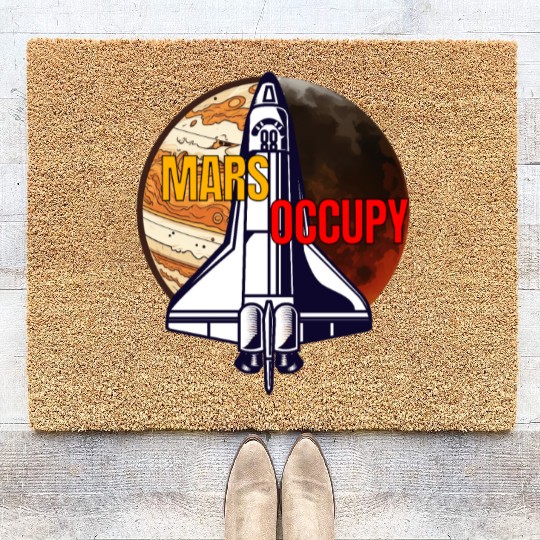 Mars Occupy -Rocket & Planet Space Design Coir Doormats
