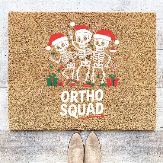 Ortho Squad Holiday Skeleton Dance Art Coir Doormats