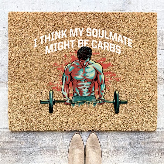 My Soulmate Might Be Carbs Funny Workout Humor Gym Coir Doormats