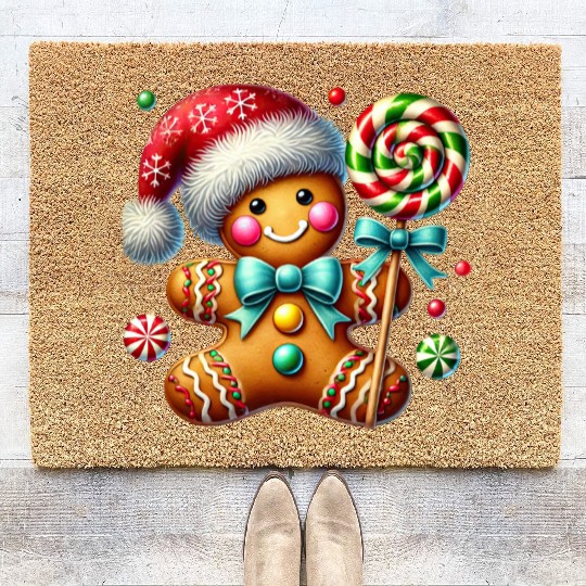 Gingerbread Christmas, Merry Christmas, Candy Coir Doormats