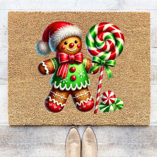 Gingerbread Christmas, Merry Christmas, Candy Coir Doormats