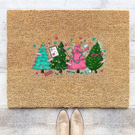 Christmas Tree, Merry Christmas Coir Doormats