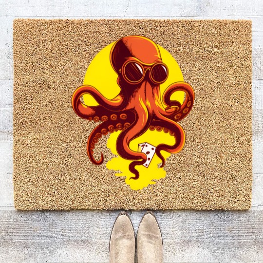 Orange Smart Octopus Coir Doormats