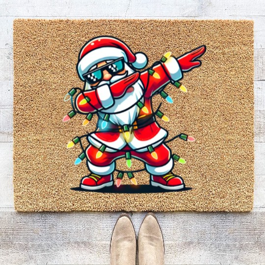 Dabbing Santa Christmas Coir Doormats