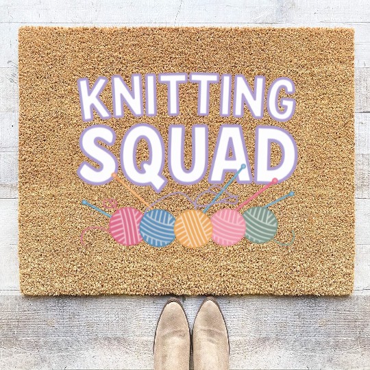 Yarn and Needle Knitting Circle Creative Icon Coir Doormats