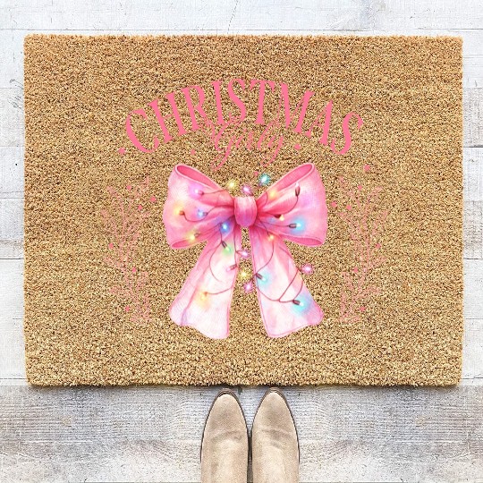 Pink Christmas Girly, Merry Christmas Coir Doormats
