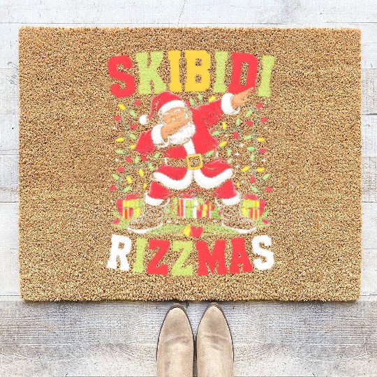 Rizz Christmas Santa Gen Alpha Skibidi Rizzmas Coir Doormats
