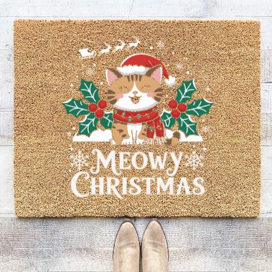 Christmas meow Coir Doormats