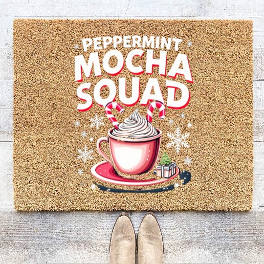 Peppermint Mocha Squad Coir Doormats