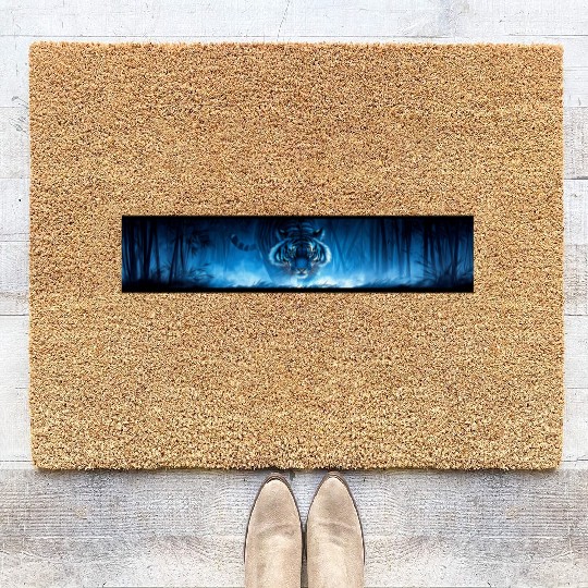 Majestic Tiger in the Bamboo Forest Coir Doormats