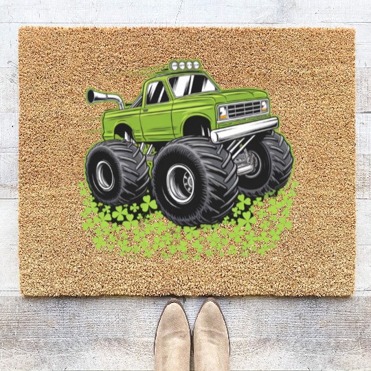 Boys St Patricks Day Toddler Lucky Monster Truck Coir Doormats