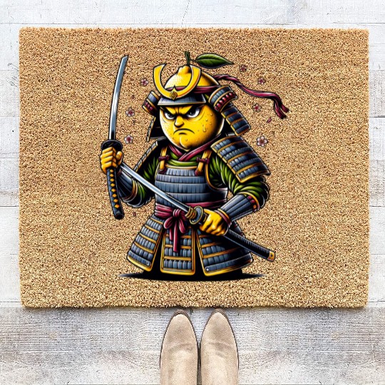Samurai Lemon Warrior Blossom Art Coir Doormats