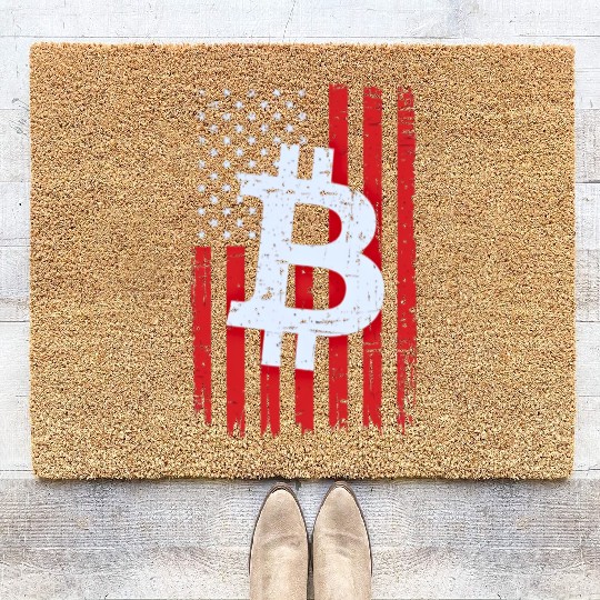 Bitcoin American flag Coir Doormats Crypto Trader Coir Doormats