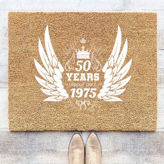 50th Birthday Unique Angel Crown Wings Coir Doormats