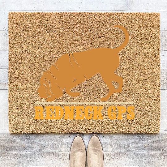 Redneck GPS | Funny Bloodhound | NickerStickers® Coir Doormats
