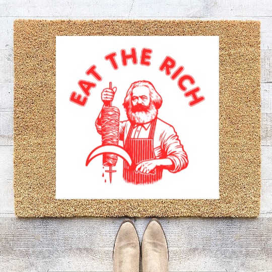 Eat the rich Karl Marx Eat Doner Kebab Rich Coir Doormats