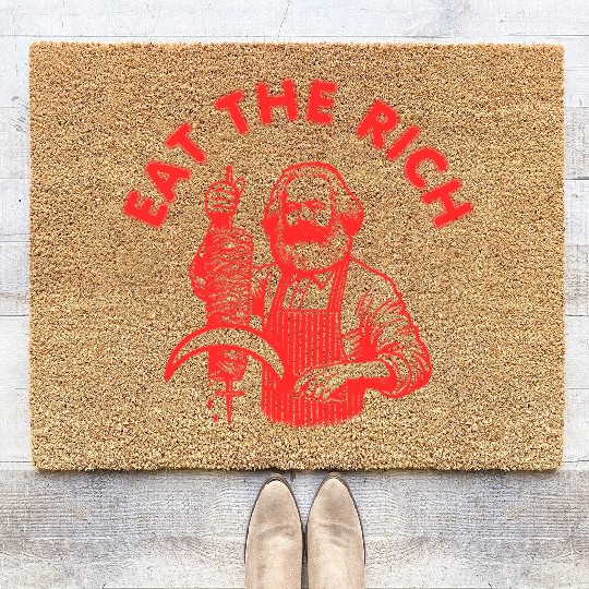 Eat the rich Karl Marx Eat Doner Kebab Rich Coir Doormats
