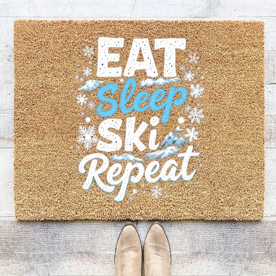 Eat Sleep Ski Repeat Ski Winter Sports Skiers Coir Doormats