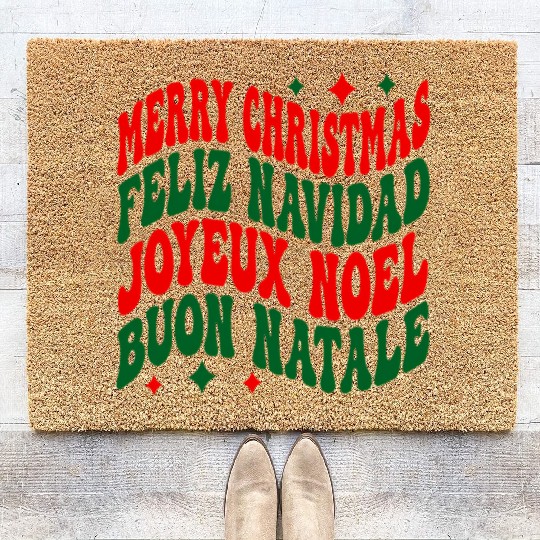 Merry christmas feliz navidad joyeux noel Coir Doormats