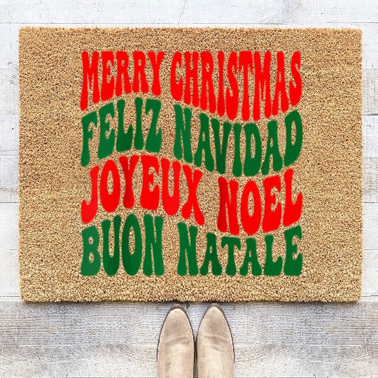 Merry christmas feliz navidad joyeux noel Coir Doormats