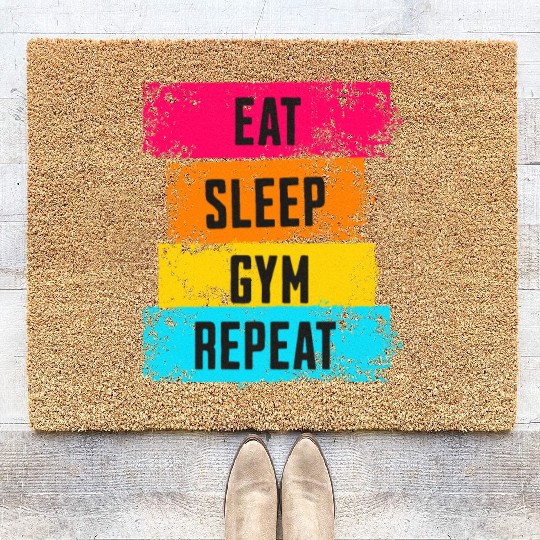 Eat Sleep Gym Repeat - Fitness Lifestyle Coir Doormats
