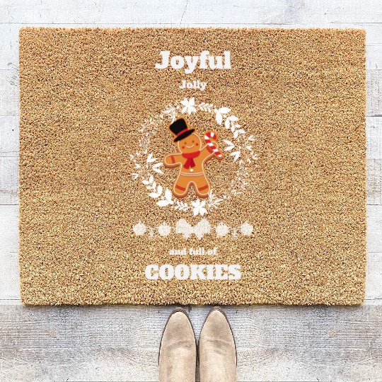 Joyful jolly and full of cookies Coir Doormats
