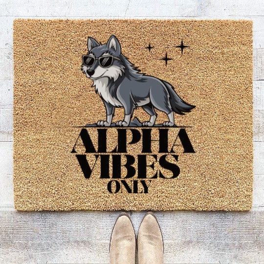 Beautiful gift idea funny quote design Alpha Wolf Coir Doormats