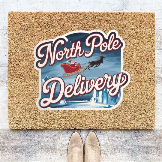 Magical Arctic Night Santa Sleigh North Pole Coir Doormats