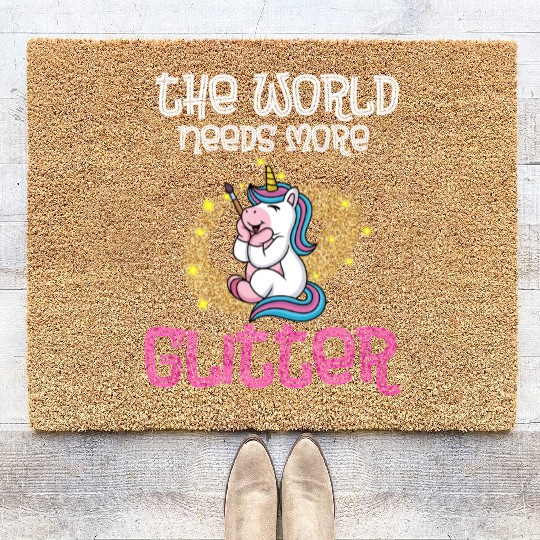 Colorful Unicorn, Funny Animal And Fantasy Fans Coir Doormats