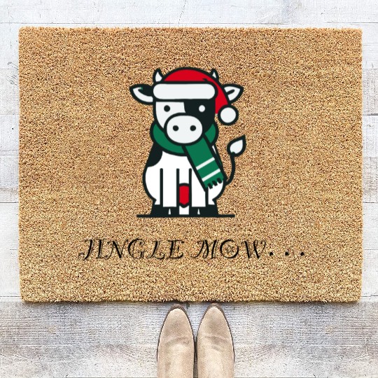Jingle Mow Funny Christmas Cow Coir Doormats
