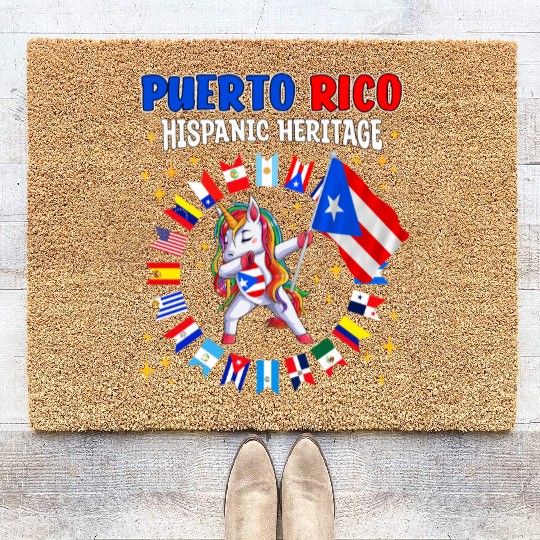 Hispanic Heritage Month Puerto Rico Kids Coir Doormats