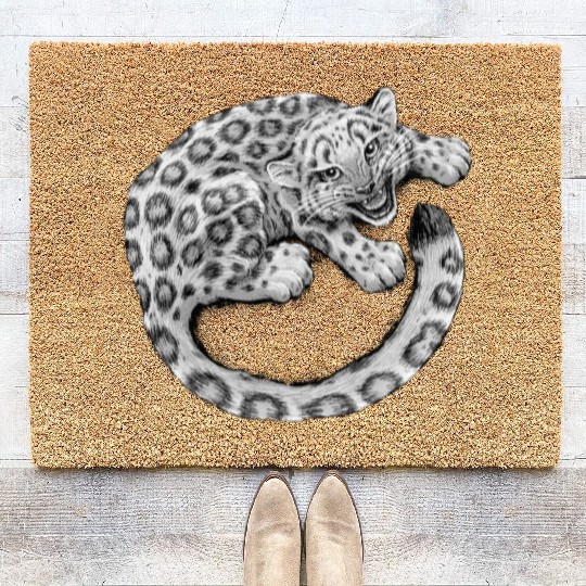 Snow Leopard Cub Coir Doormats