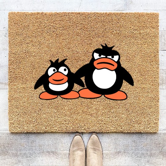 Penguin Two Friends 2 Team Big Brother Angry Crew Coir Doormats