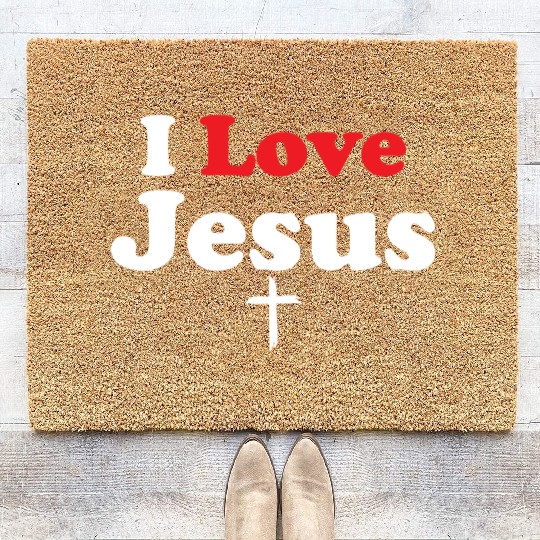 I Love Jesus Christian Christmas Coir Doormats