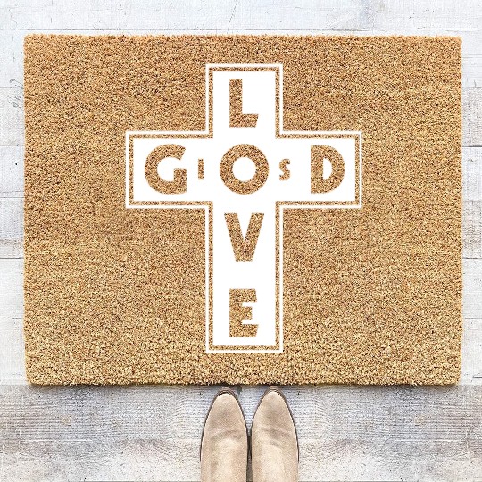 God Is Love Love Jesus Christian Christmas Coir Doormats