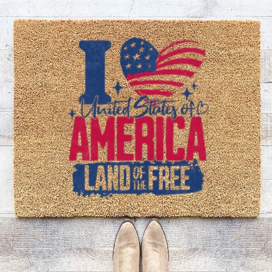 Patriotic "I Love America" Coir Doormats