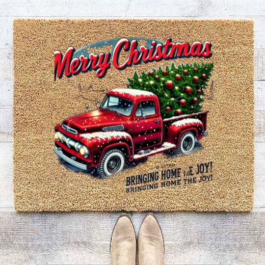 Vintage Christmas Tree Pickup Coir Doormats