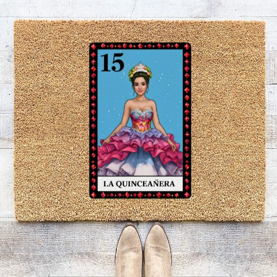 Lotería Quinceañera, Mis XV Hispanic Birthday Coir Doormats