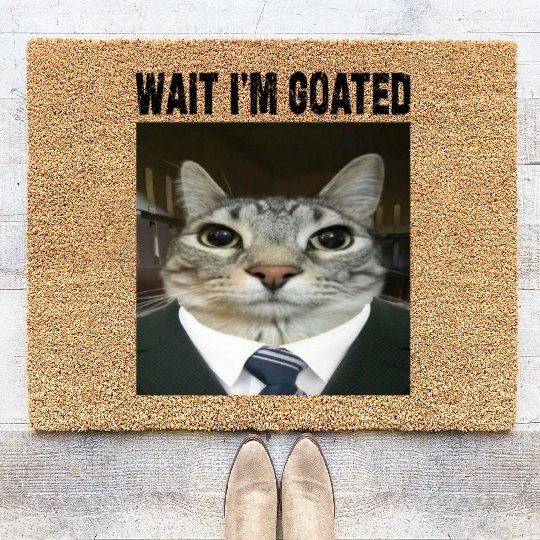 WAIT I'M GOATED Cat Meme Coir Doormats Funny Casual Wear