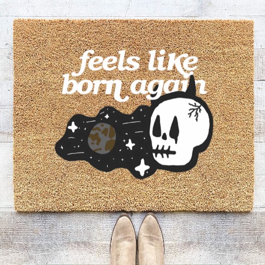 Feels Like Born Again - Cosmic Skull Graphic Sweat Coir Doormats