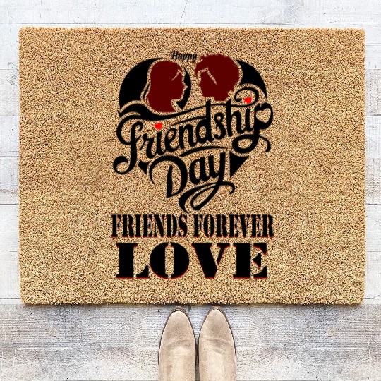 happy friendship day friends forever love Coir Doormats