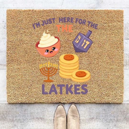 I'm Just Here for the Latkes Fun Hanukkah Vibes Coir Doormats