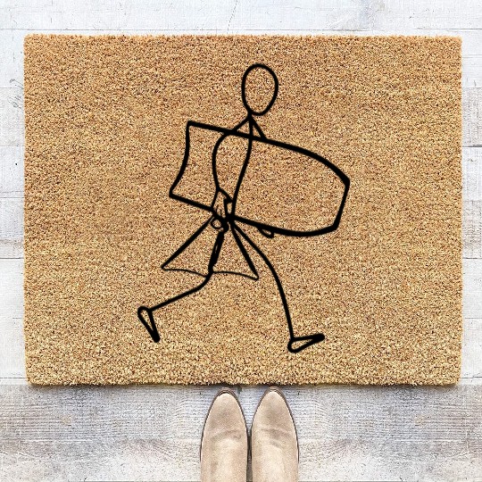 Surfer walking with Bodyboard Coir Doormats