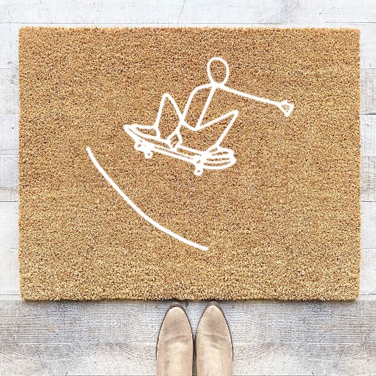 Skater skating on skateboard Coir Doormats