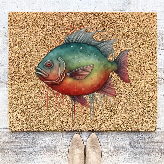 Watercolor Series: Piranha Aura Coir Doormats