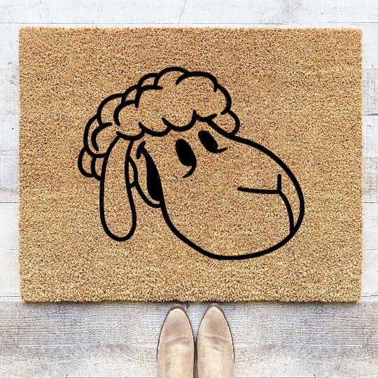 Sheep Face Head Cute Sweet Little Lamb Cool Comic Coir Doormats
