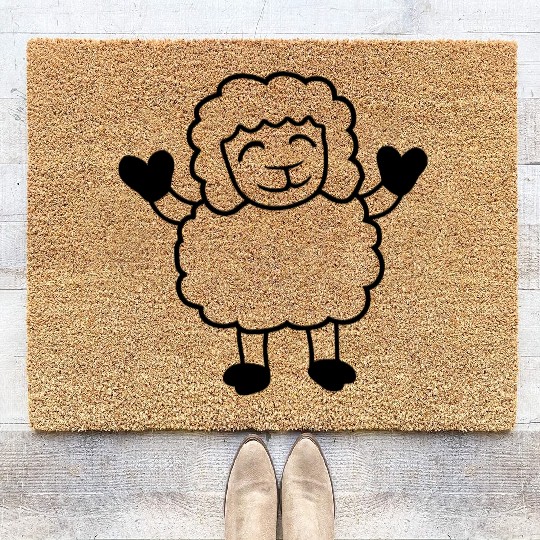 Sheep Baby Standing Cute Cute Lamb Child Happy Fun Coir Doormats
